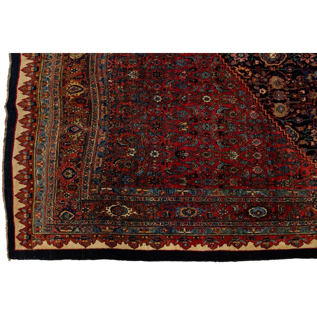 Allover Designed Antique Persian Bidjar Wool Rug Oversize in Blue and Red For Sale In New York - Image 6 of 10