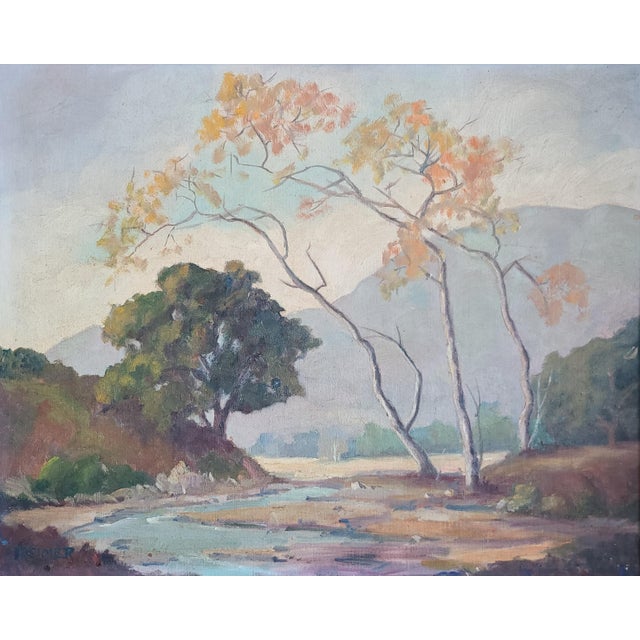 Original plein air oil painting by Sierra Madre artist Cornelia Reimer (1888-1991) depicting the Arroyo Seco in Pasadena,...