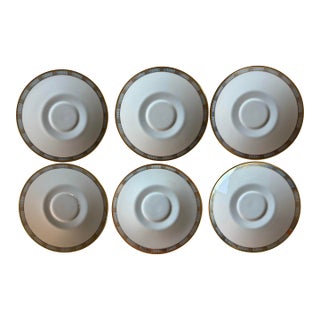 Mid Century Rosenthal Saucers in the Continental Blue Band Gold Lines Pattern - Set of 6 For Sale