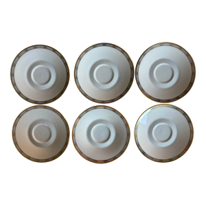 Mid Century Rosenthal Saucers in the Continental Blue Band Gold Lines Pattern - Set of 6