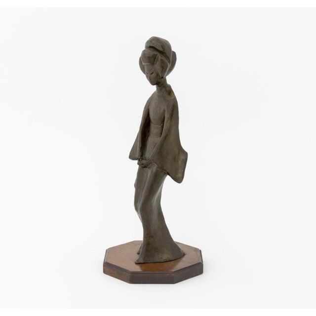 Tanya Poust Standing Geisha Patinated Bronze, 1964 For Sale - Image 4 of 8