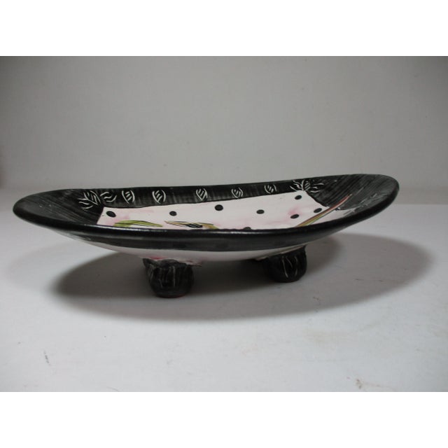 1990s 1990s Hand Painted Posey Pottery Footed Bowl For Sale - Image 5 of 7