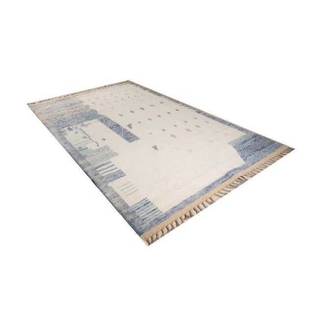 Contemporary 6x10 Gray Hand-Knotted Wool Asymmetrical Border Tribal Modern Carpet Rug For Sale - Image 3 of 8