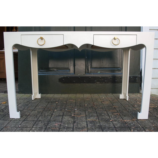 Metal Modern White Lacquer Console For Sale - Image 7 of 10