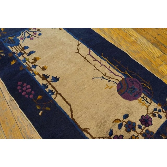 Art Deco Excellent Tan Beige With Special Floral Design Antique Chinese Art Deco Rug For Sale - Image 3 of 8