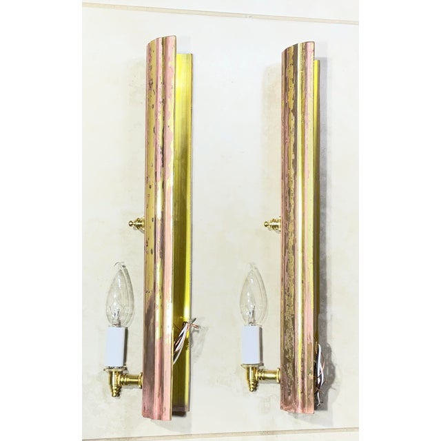 Metal One of a Kind Pair of Joseph Malekan Repurposed Solid Bronze Sconces For Sale - Image 7 of 14