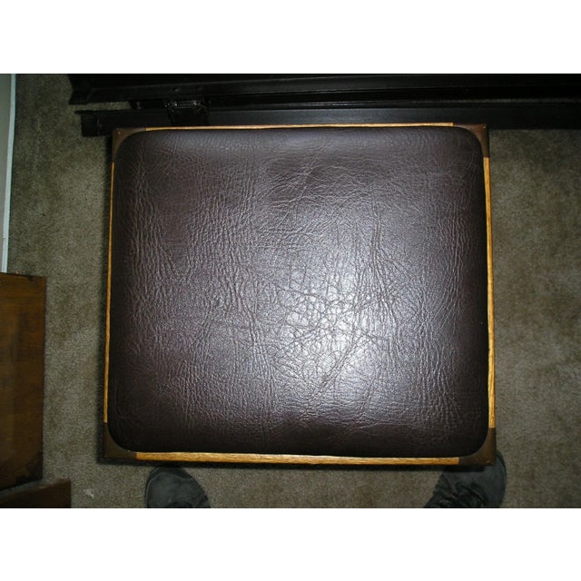 Autumn or Foot Stool Wood brown with Black covered Top that lifts up in beautiful Condition Nicely act send