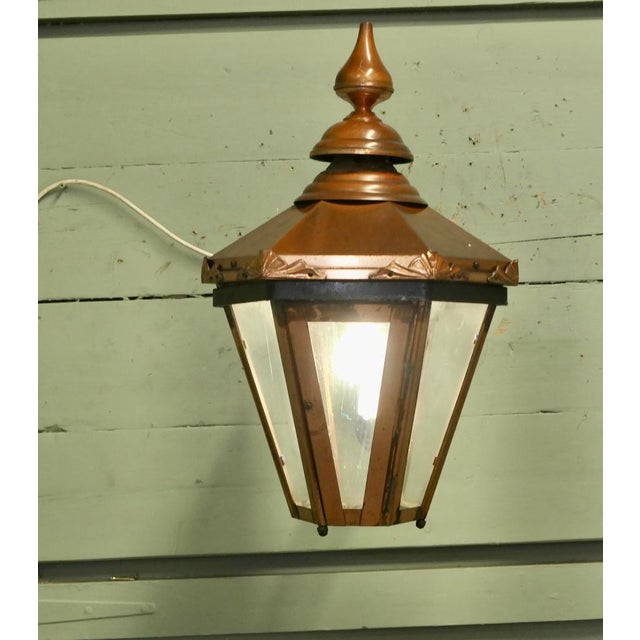 Large Copper Wall Hanging Lantern, 1960 For Sale - Image 4 of 8