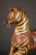 Brown Large Folk Art Carved & Painted Wooden Carousel Zebra For Sale - Image 8 of 9