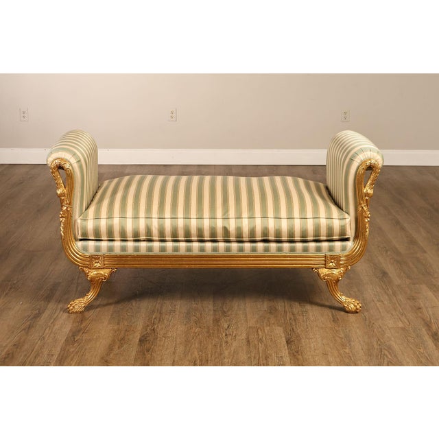 Quality Empire Style Swan Carved Giltwood Upholstered Bench For Sale - Image 16 of 18