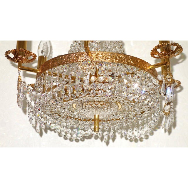 Brass Lead Crystal Nine-Light Chandelier from Palwa, 1950s For Sale - Image 9 of 13
