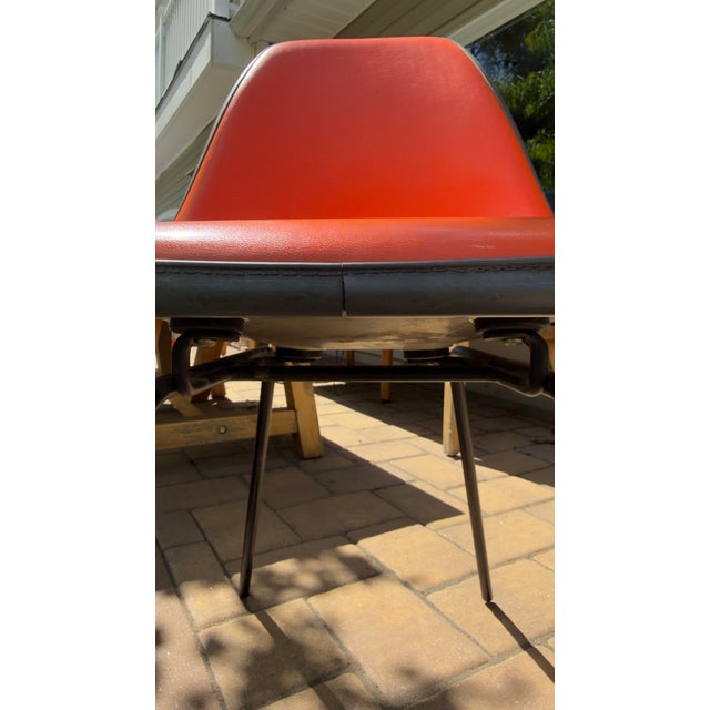 Vintage Herman Miller Fiberglass Shell DSX Side Chair by Summit With Original Orange Upholstery For Sale - Image 9 of 9