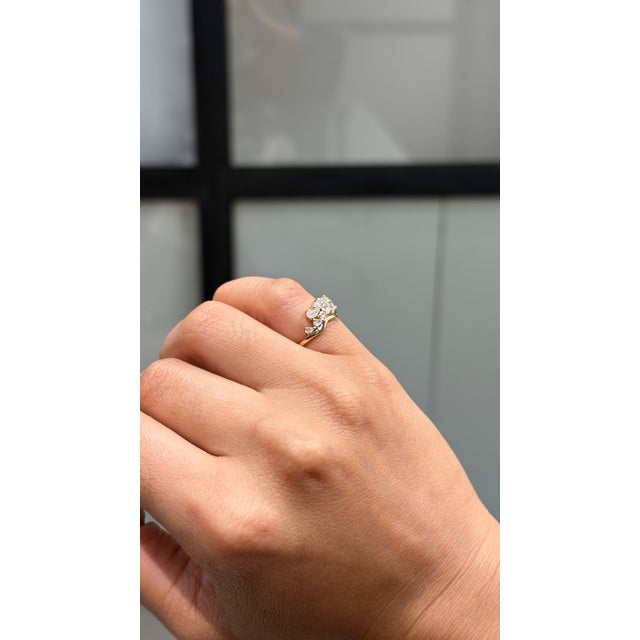 Not Yet Made - Made To Order Modernist Natural Diamond Cluster Pinky Ring Size 5.5 in 14k Yellow Gold For Sale - Image 5 of 17