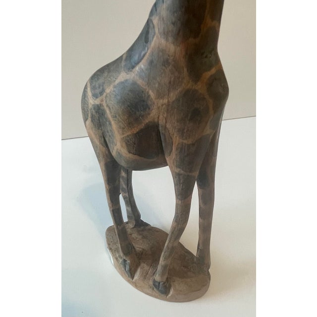 Vintage African Hand Carved Muhuhu Wood Giraffe For Sale - Image 9 of 12