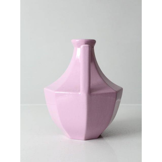 Vintage Lavender Postmodern Double Handle Ceramic Vase For Sale - Image 4 of 14