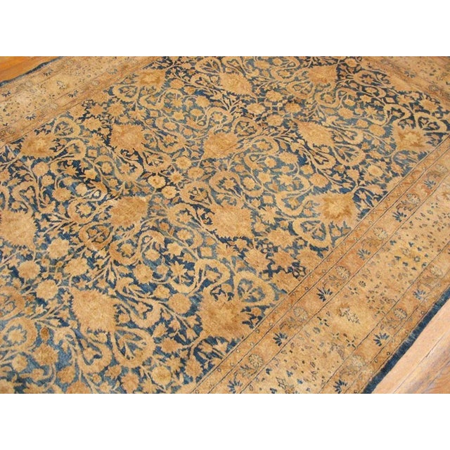 Persian Decorative Cream and Light Blue Color Antique Allover Floral Pattern Tabriz Rug For Sale - Image 3 of 10