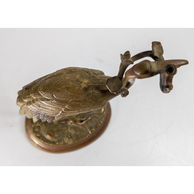 Metal 19th Century American Chinoiserie Brass Standing Crane Incense Holder for Mantle For Sale - Image 7 of 14