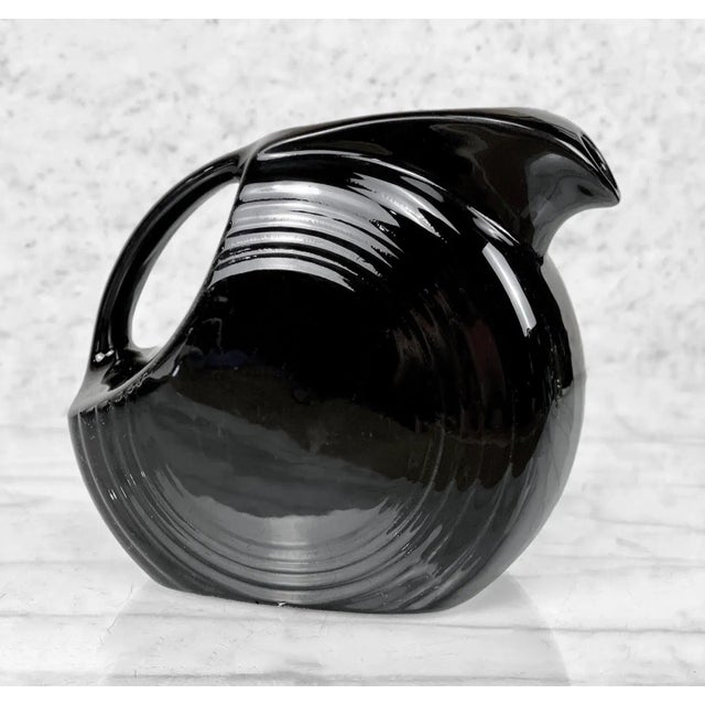 Mid 20th Century Mid-Century Black Porcelain Disc Juice Pitcher For Sale - Image 5 of 9