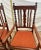 Brown Pair of Antique Jacobean Revival Barley Twist Oak Armchairs Rust & Gold Damask For Sale - Image 8 of 13