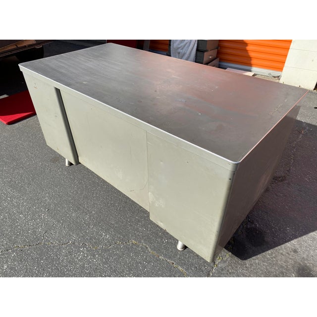 Cole Steel Vintage Mid Century Metal Tanker Desk For Sale - Image 4 of 13