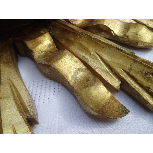 Wood Antique Wooden Sun Mirror in Original Frame, 1890s For Sale - Image 7 of 15