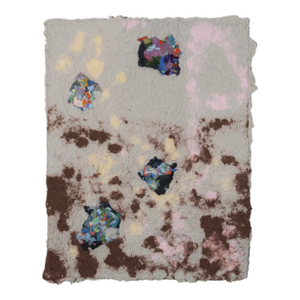 Original Abstract Textured Fiber Base Mixed Media Painting in Soft Grey, Pink, and Earth Tones by Casey R Klein