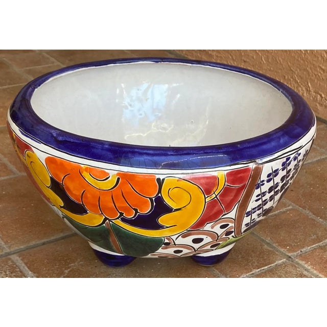 Colorful Mexican Pottery Planter With Feet For Sale In Miami - Image 6 of 10