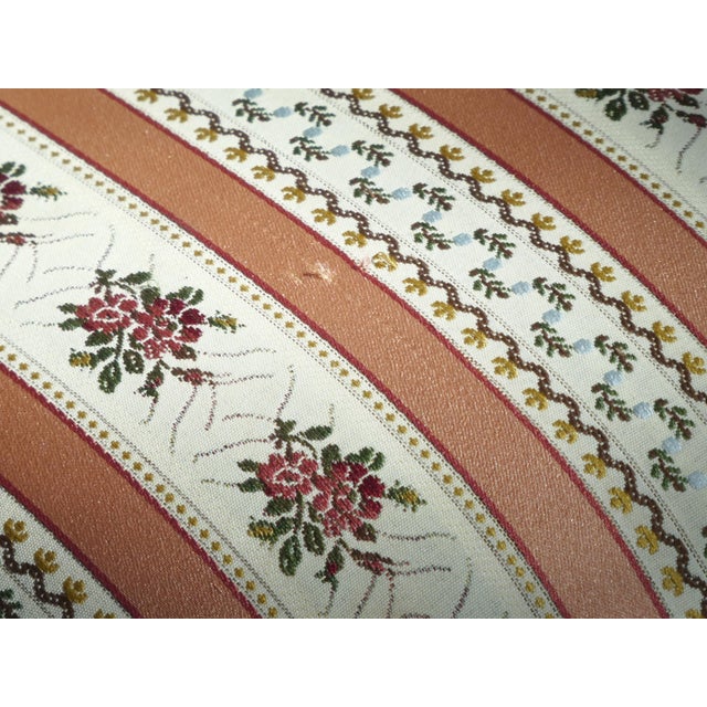 Beige Louis XV French Wooden Foot Stool with Romantic Floral Upholstery with Carved Legs, 1960s For Sale - Image 8 of 9