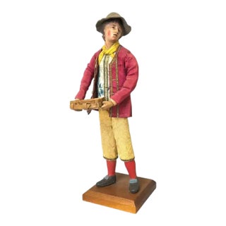 19th Century Neapolitan Crèche Figure, Terracotta & Wood Young Man For Sale