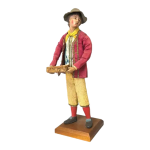 19th Century Neapolitan Crèche Figure, Terracotta & Wood Young Man