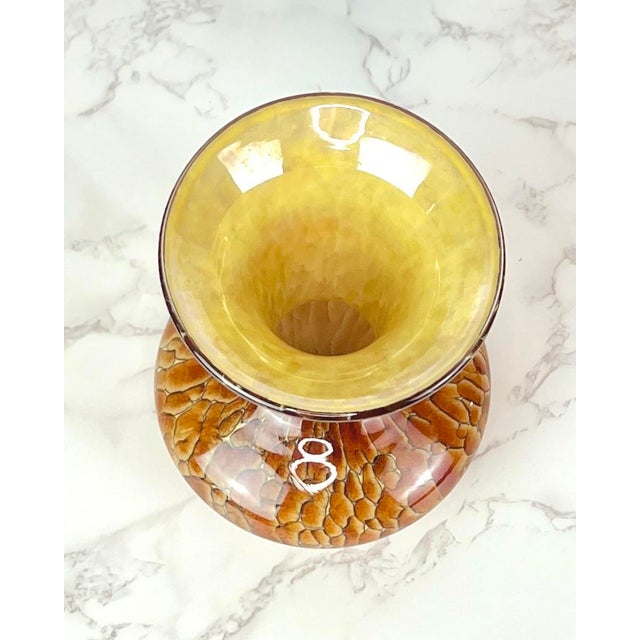 Early 21st Century Cohn-Stone Studios Signed Art Glass "Tortoise Shell" Vase - 8" c.2000 For Sale - Image 5 of 10