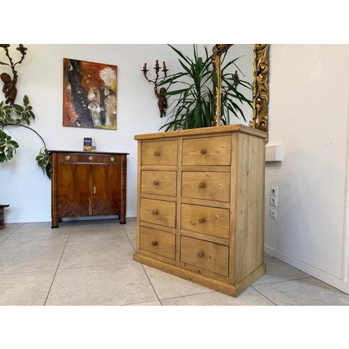 Rustic 8-Piece Shop Chest or Apothecary Cabinet in Softwood For Sale - Image 14 of 15