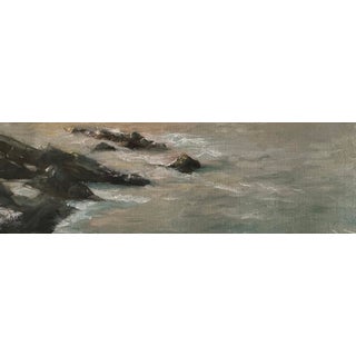 Golden Coast by Barbara Hack | Oil on Canvas Seascape with rocks and waves For Sale