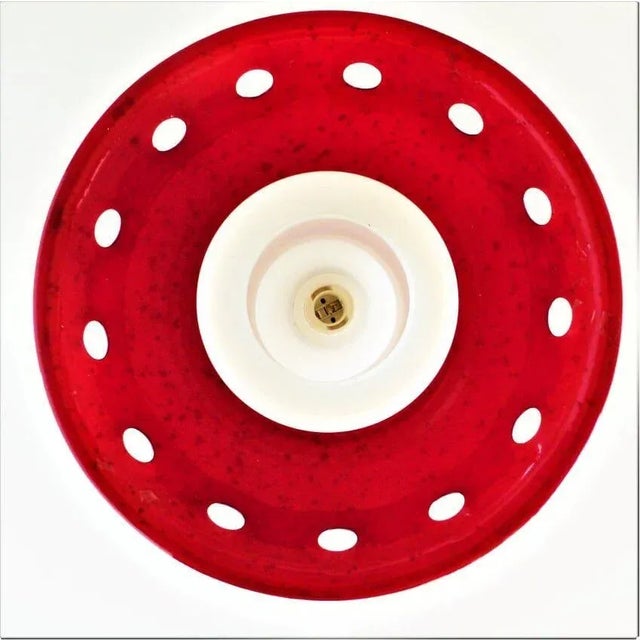 Ceiling Lamp with Red Enamel Overlay, 1960s For Sale - Image 10 of 14