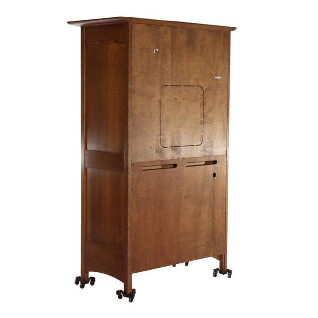 Copper Vintage Stickley Arts & Crafts Oak & Hammered Copper Entertainment Cabinet For Sale - Image 8 of 15