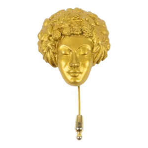 Isabel Canovas Gilt Bronze Face Pin Brooch