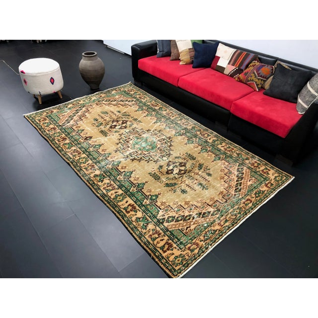 Vintage Distressed Turkish Area Rug For Sale - Image 4 of 11