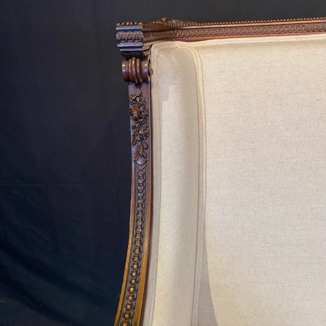 Wood French Louis XVI Armchair With Exceptional Carving For Sale - Image 7 of 12