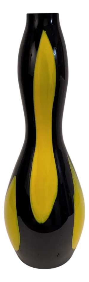 Black and Yellow Vase in Blown Glass, 1970s