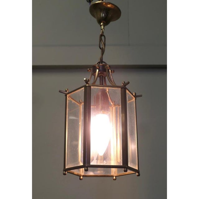 1920s French Brass and Glass Hall Lantern, 1920 For Sale - Image 5 of 7