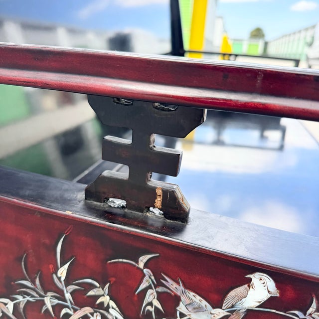 Wood Vintage Chinese Rosewood With Mother of Pearl Inlay Sofa For Sale - Image 7 of 12