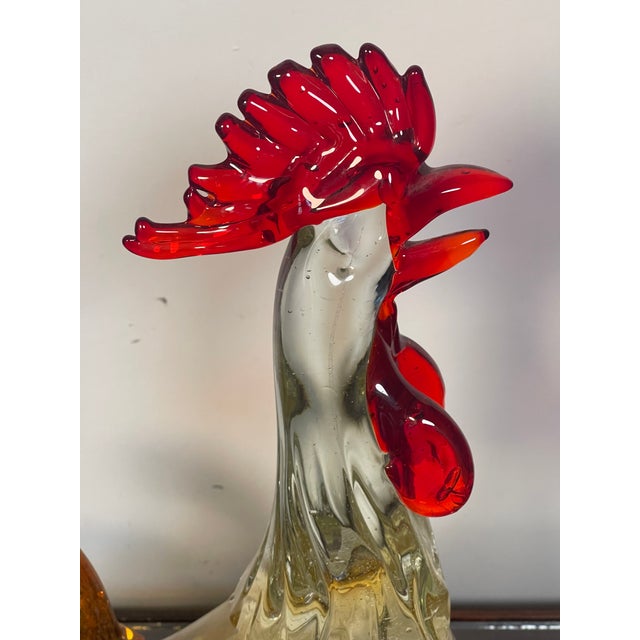 Italian 1960s Italian Blown Glass Rooster Figurine W Gold Specks For Sale - Image 3 of 7