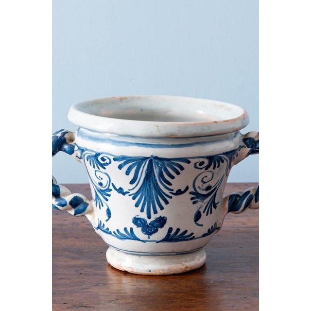 17th Century Nevers Faience Blue and White Jasmine Vases, Set of 2 For Sale - Image 6 of 18