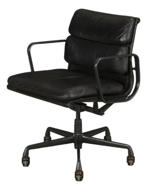 Black on Black Soft Pad Desk Chair by Charles Eames for Herman Miller, Signed