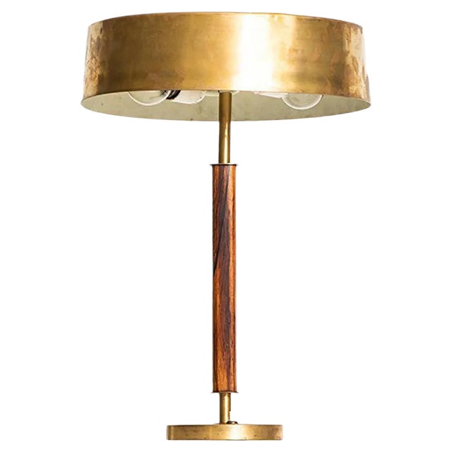 Swedish Rosewood & Brass Table Lamp from Boréns, 1960s For Sale