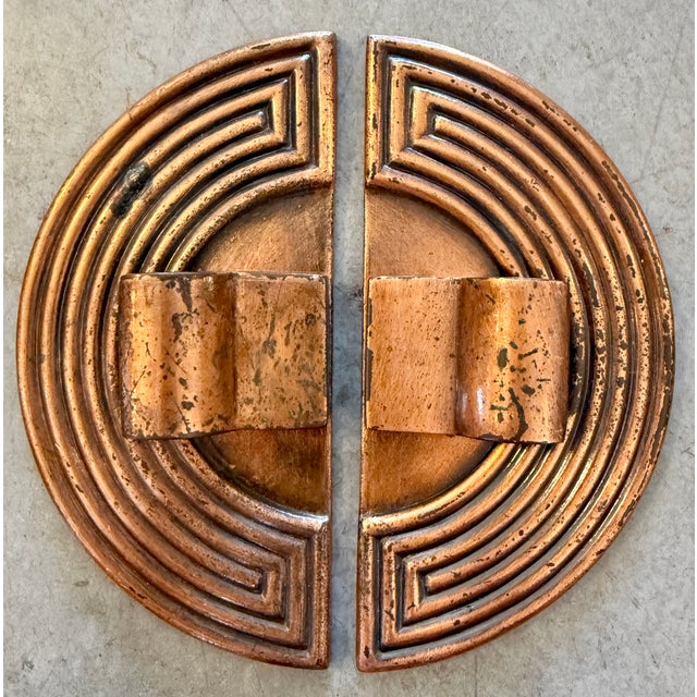1930s Set of 10 Copper Heavy Cabinet Pulls & Handles From 30's For Sale - Image 5 of 9