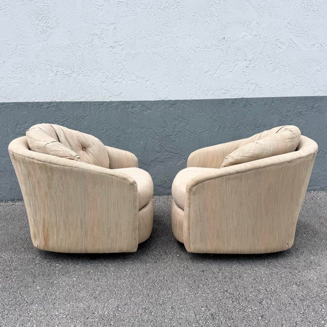 Postmodern Postmodern Swivel Barrell Chairs by Best Chairs - A Pair For Sale - Image 3 of 7