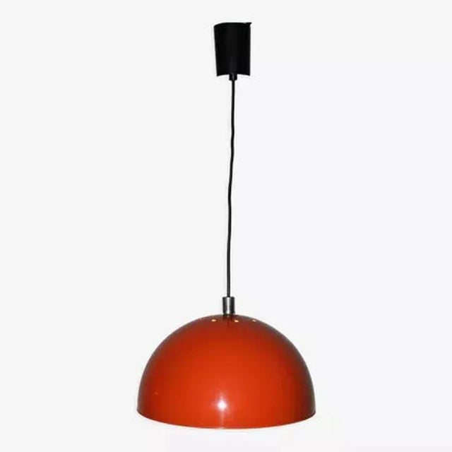Orange Vintage Orange Lacquered Metal Pendant Light, 1970s For Sale - Image 8 of 8