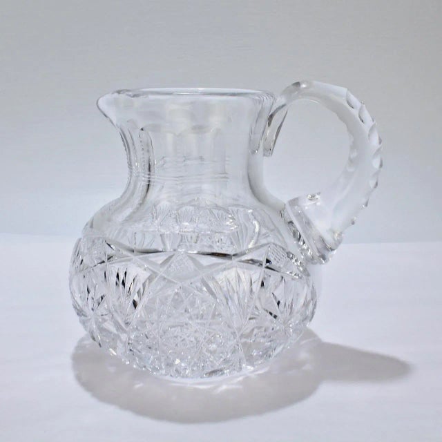 Transparent Small Antique Squat Cut Glass Juice or Cocktail Pitcher For Sale - Image 8 of 13