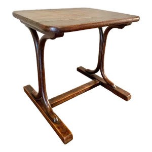 Early 20th Century French Walnut Bentwood Trestle Side Table